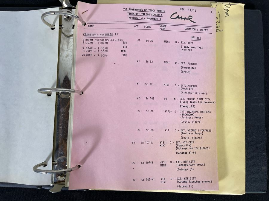 1985 TV Script To 'The Adventures Of Teddy Ruxpin' [Photo 3]