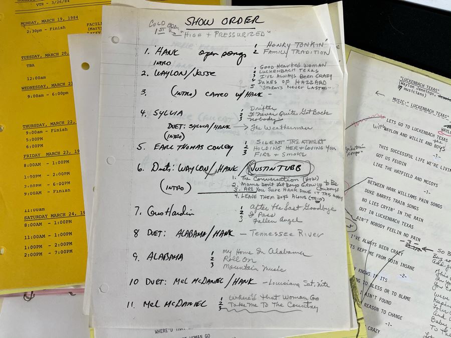1984 TV Script To 'A Country Party' (Filmed On USS Constellation Naval Air Station San Diego) And Band Headshots And Country Music Ephermera: Hank Williams Jr., Waylon Jennings [Photo 10]