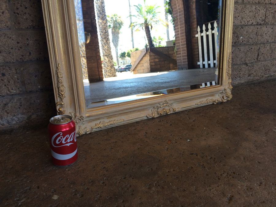Ornate Beveled Glass Mirror with Cream Colored and Gilded Tones [Photo 4]