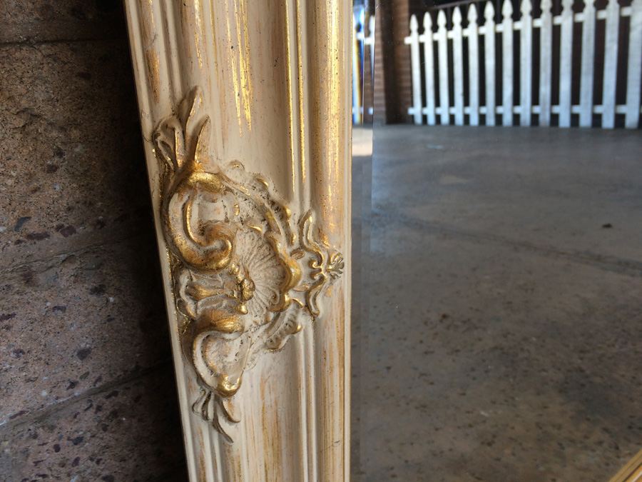 Ornate Beveled Glass Mirror with Cream Colored and Gilded Tones [Photo 2]