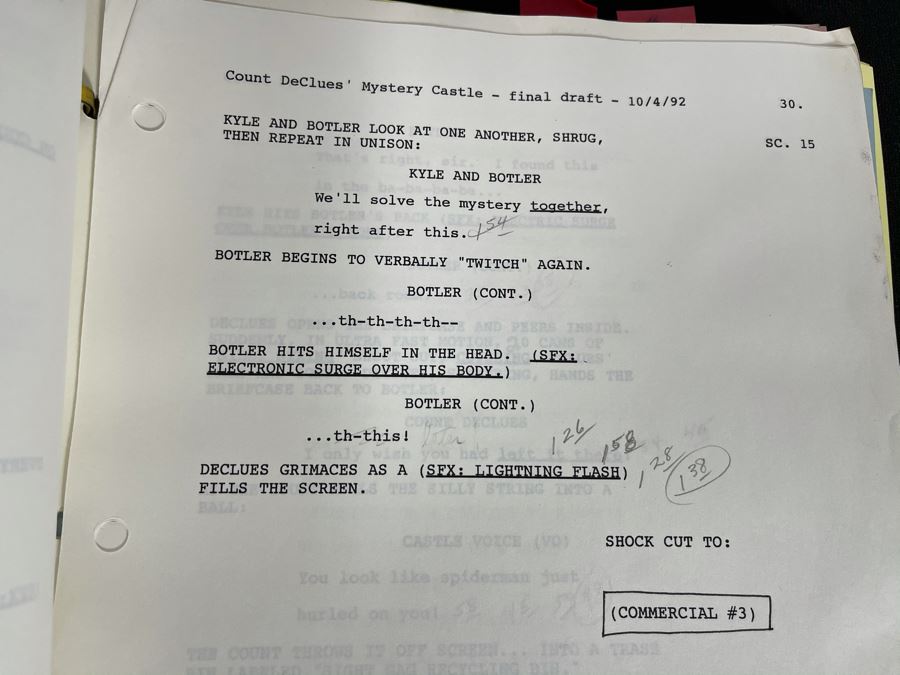1992 Final Draft TV Script To 'Count DeClues' Mystery Castle' Fox Chilren's Network [Photo 5]