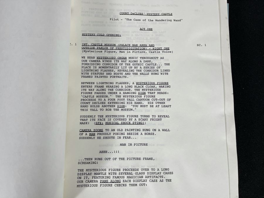 1992 Final Draft TV Script To 'Count DeClues' Mystery Castle' Fox Chilren's Network [Photo 3]