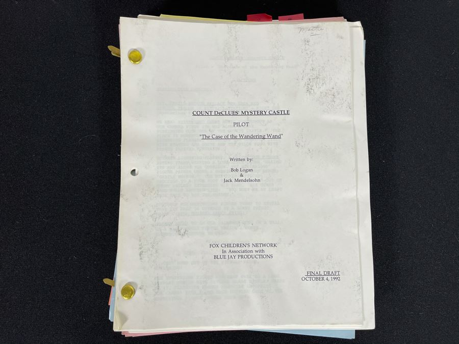 1992 Final Draft TV Script To 'Count DeClues' Mystery Castle' Fox Chilren's Network [Photo 1]