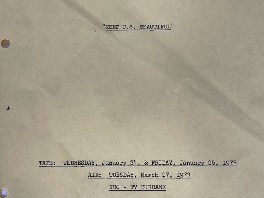 1973 Final Draft TV Script To NBC TV's Special 'Keep U.S. Beautiful' [Photo 2]