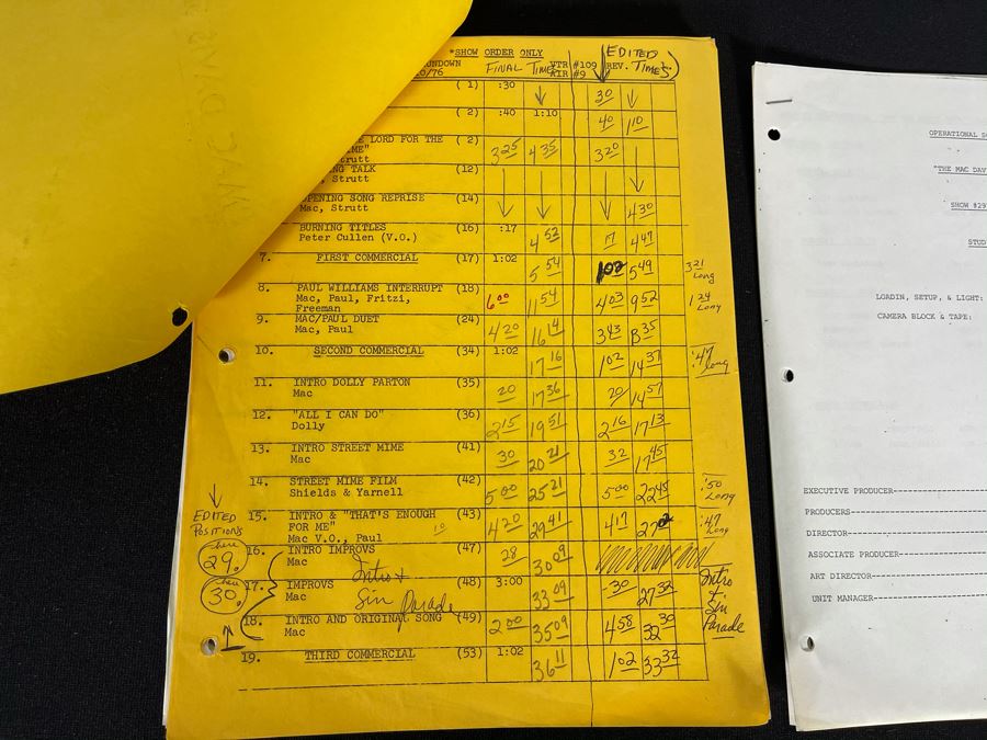 1976 Final Draft NBC TV Script To 'Mac Davis Show' Tape #109 [Photo 5]