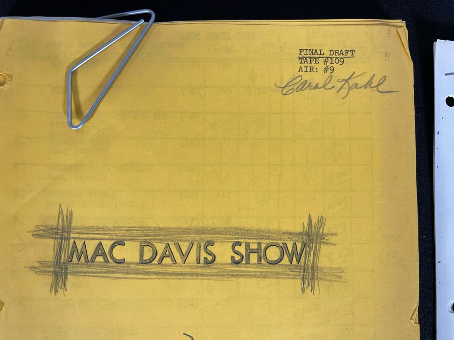 1976 Final Draft NBC TV Script To 'Mac Davis Show' Tape #109 [Photo 3]