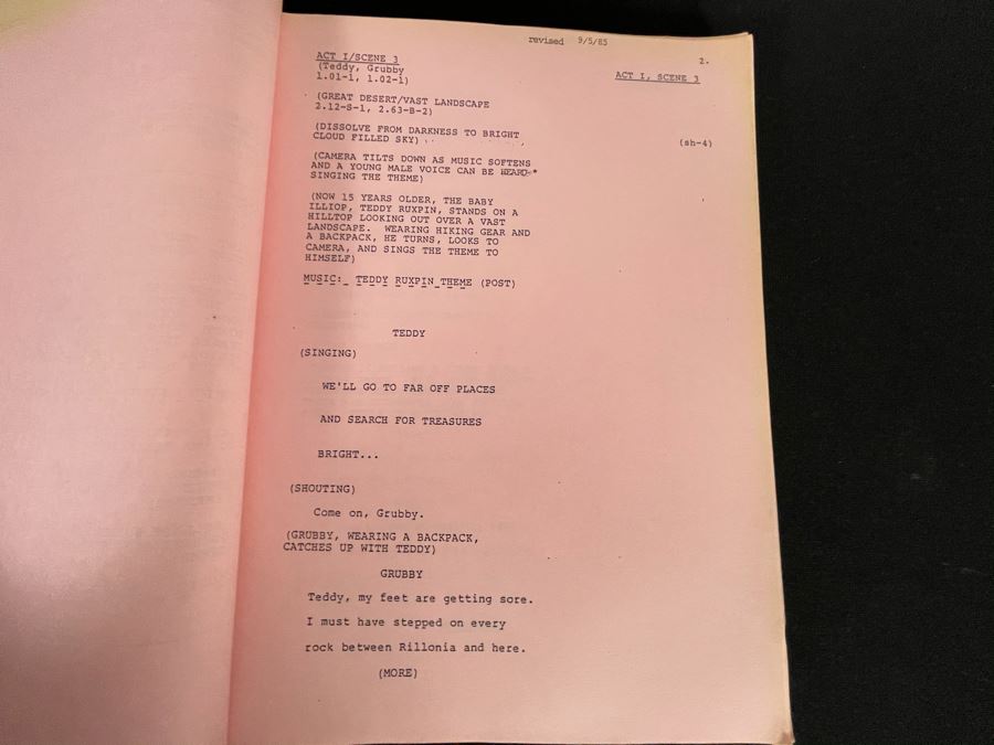 1985 First Draft TV Script To 'The Adventures Of Teddy Ruxpin' Part I [Photo 5]