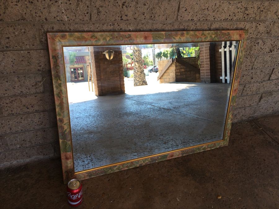 Beveled Glass Mirror with Floral Tones [Photo 1]