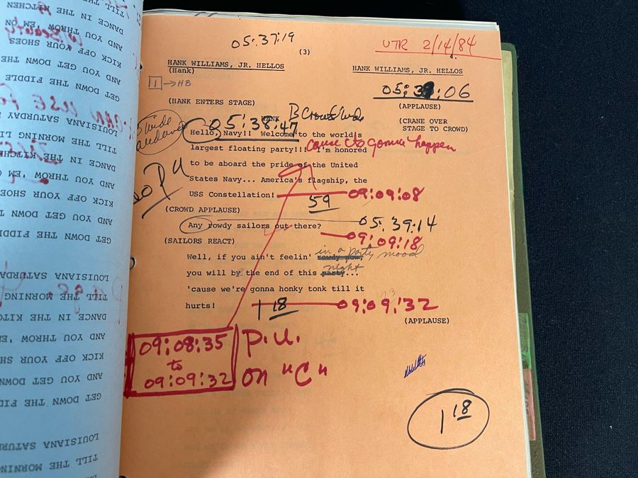 1984 First Draft TV Script To 'A Star Spangled Country Party' With Hank Williams Jr., Waylon Jennings [Photo 12]