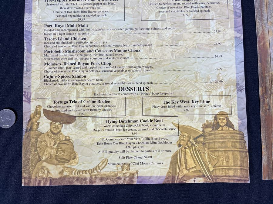 Pair Of Laminated Menus To Disneyland Restaurant Blue Bayou Pirates Of The Caribbean [Photo 4]