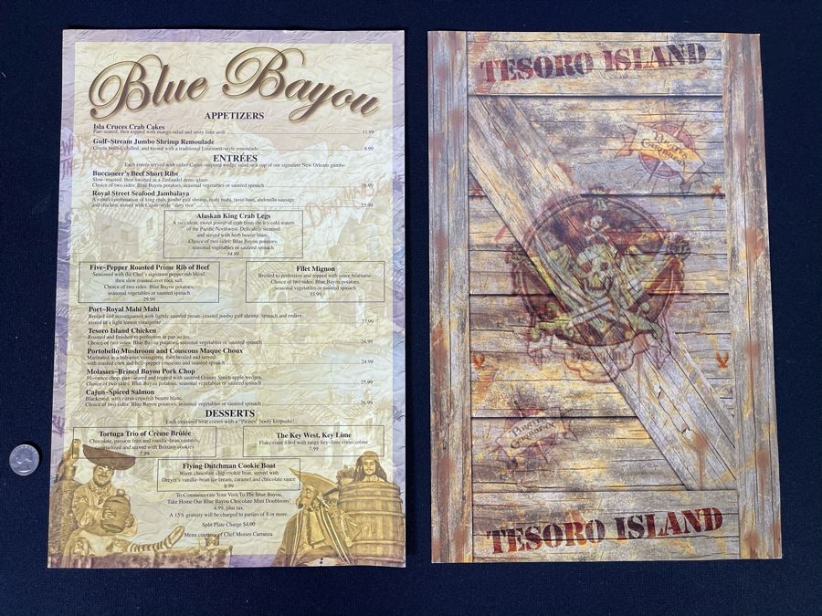 Pair Of Laminated Menus To Disneyland Restaurant Blue Bayou Pirates Of The Caribbean [Photo 1]