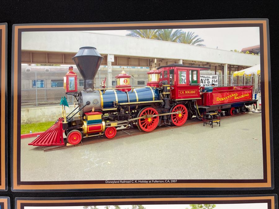 (2) Laminated Disneyland Railroad Trains Photographs With Addition Pair Of Train Photos 17 X 11 [Photo 2]