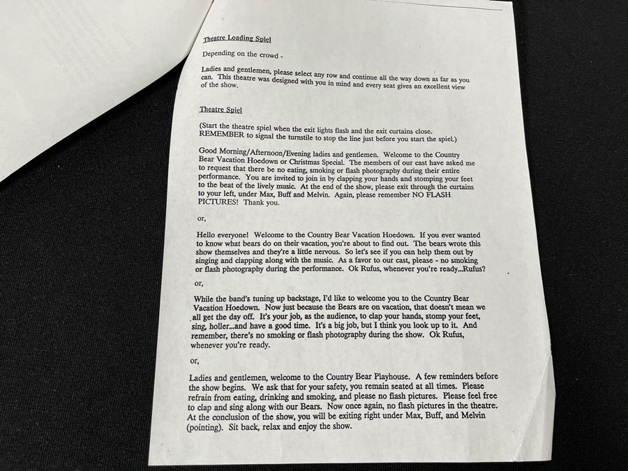 Disneyland Ephermera Country Bear Playhouse Spiels [Photo 3]