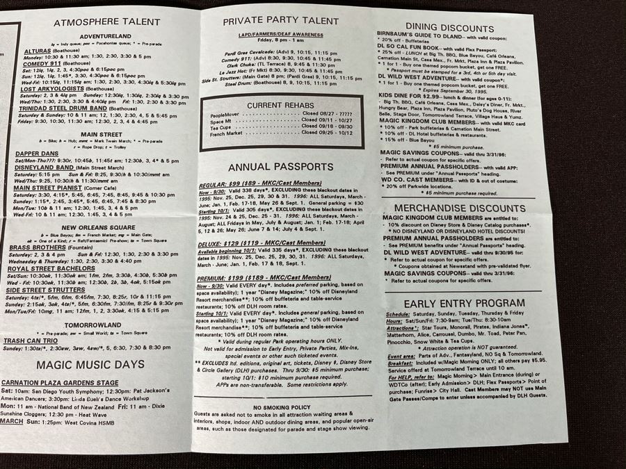 Disneyland Ephermera Cast Member Reference Guide 1995 [Photo 4]