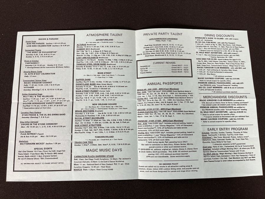 Disneyland Ephermera Cast Member Reference Guide 1995 [Photo 2]