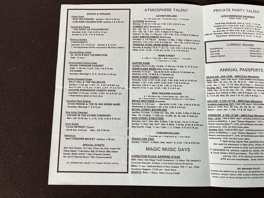 Disneyland Ephermera Cast Member Reference Guide 1995 [Photo 3]