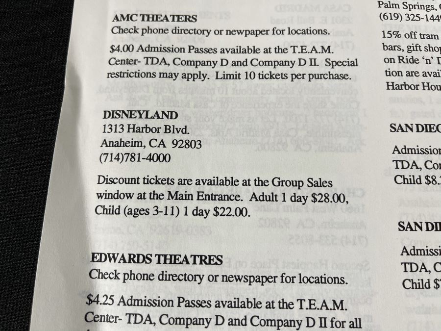 Disneyland Ephermera Spring 1996 Disneyland Resort Discount Directory [Photo 5]