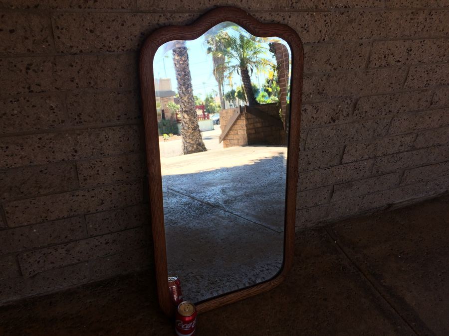 Vintage Beveled Glass Wooden Mirror [Photo 4]