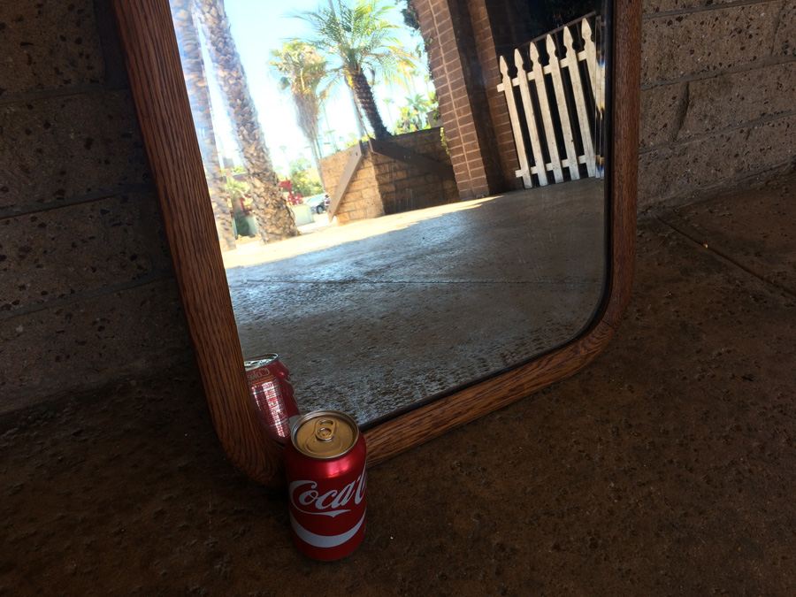 Vintage Beveled Glass Wooden Mirror [Photo 2]