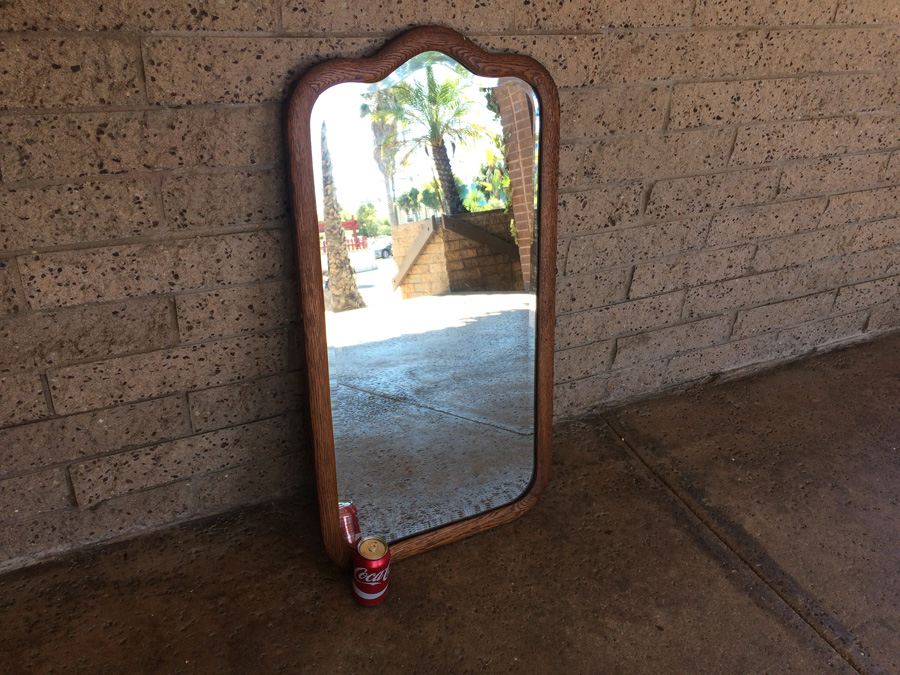 Vintage Beveled Glass Wooden Mirror [Photo 1]