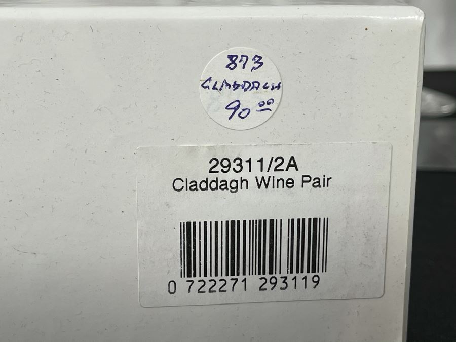 (2) New Sets Of Galway Crystal Claddagh Wine Pair Glasses 7.5H Retails $180 [Photo 7]