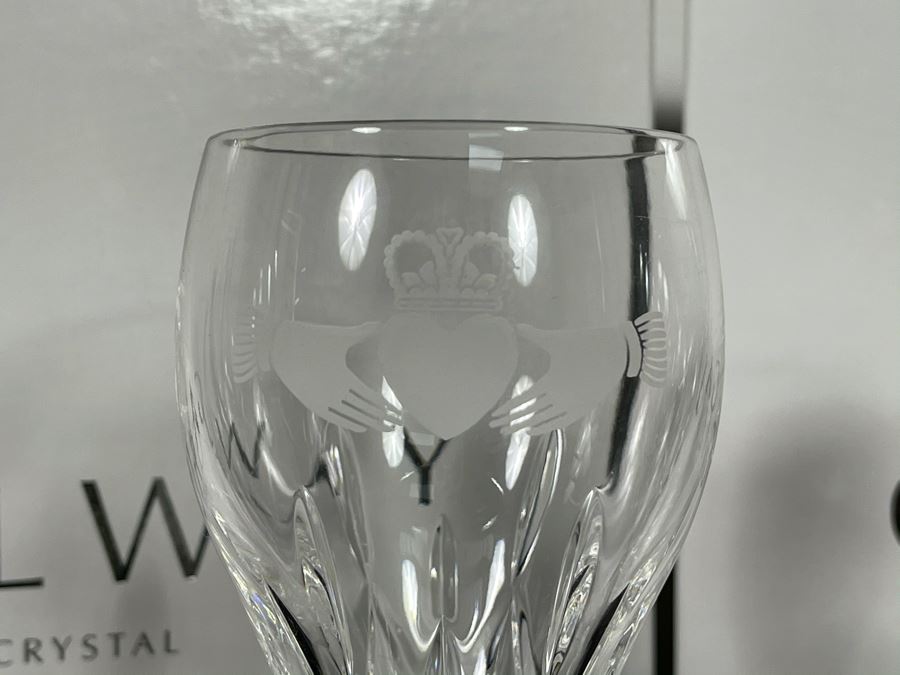 (2) New Sets Of Galway Crystal Claddagh Wine Pair Glasses 7.5H Retails $180 [Photo 4]