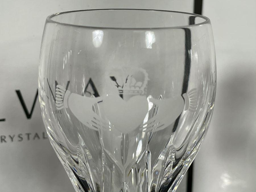 (2) New Sets Of Galway Crystal Claddagh Wine Pair Glasses 7.5H Retails $180 [Photo 5]