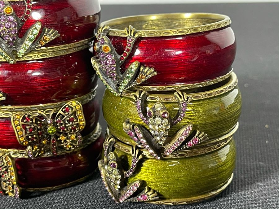 (10) Jay Strongwater Figural Enamel Napkin Rings Featuring Swarovski Crystals, Frogs, Turtles, Butterfiles - Owned By Former Miss Oregon Retails $800+ [Photo 5]