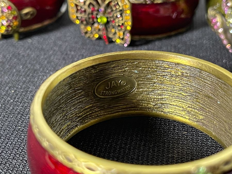 (10) Jay Strongwater Figural Enamel Napkin Rings Featuring Swarovski Crystals, Frogs, Turtles, Butterfiles - Owned By Former Miss Oregon Retails $800+ [Photo 8]