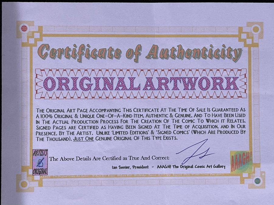 Original Superman Hand Colored Comic Book Page Artwork With Color Codes Comic Book Inker With Certificate Of Authenticity 6.25 X 10 [Photo 9]