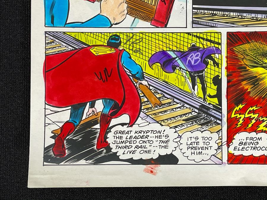 Original Superman Hand Colored Comic Book Page Artwork With Color Codes Comic Book Inker With Certificate Of Authenticity 6.25 X 10 [Photo 7]