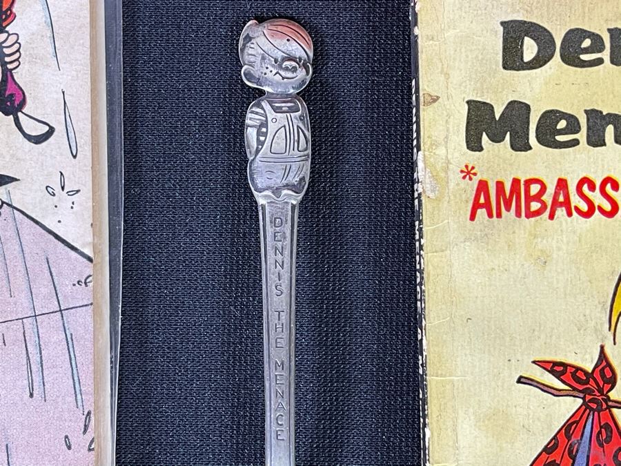 Dennis The Menance Collection Featuring 10c, 12c, 15c Comic Books, Paperback Novels, Silverplate Spoon And Empty Napkin Box [Photo 3]