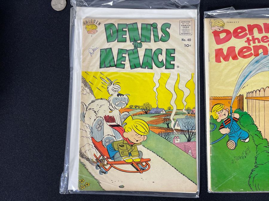 Dennis The Menance Collection Featuring 10c, 12c, 15c Comic Books, Paperback Novels, Silverplate Spoon And Empty Napkin Box [Photo 14]