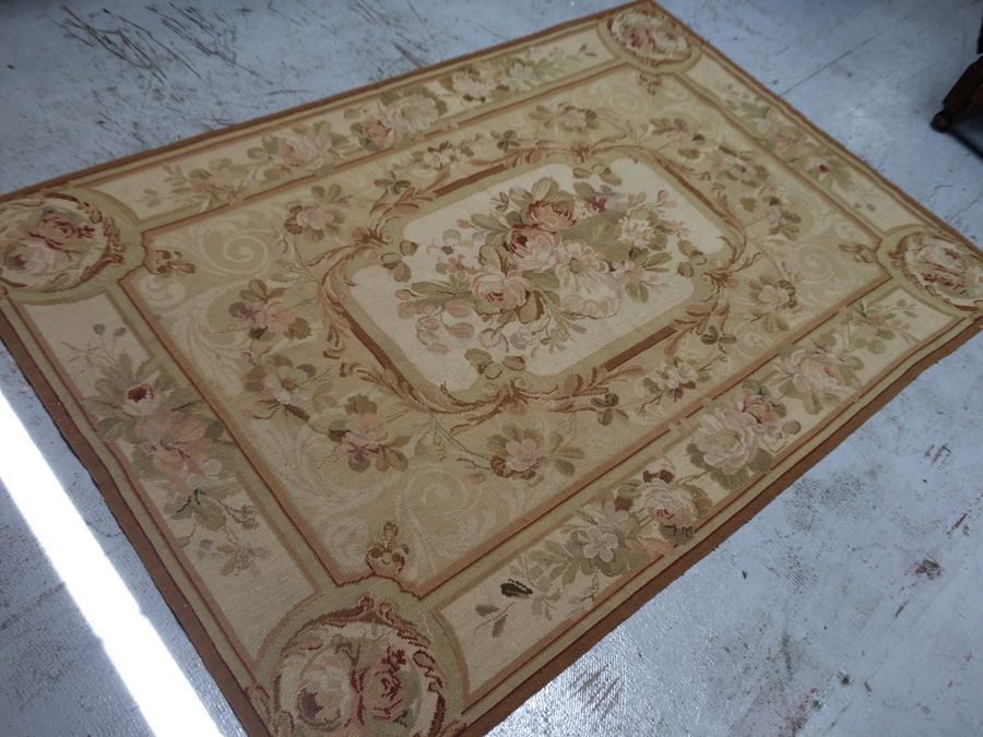 Vintage Needlepoint Floral Area Rug - 4' x 71' [Photo 1]