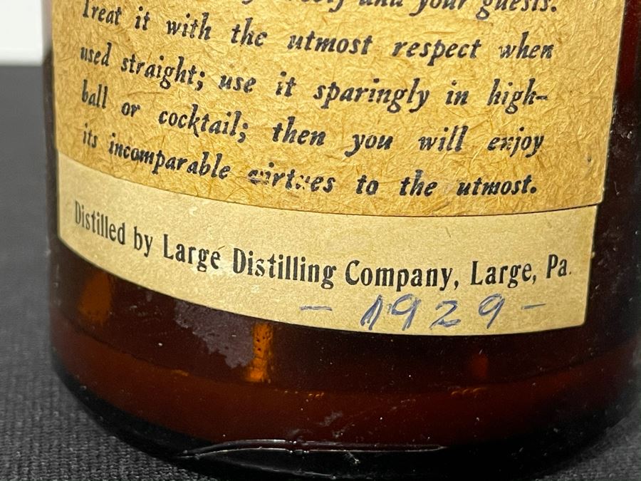 Vintage 1929 Rare Old Overholt Pennsylvania Straight Rye Whiskey Bottle PA 11'H [Photo 9]
