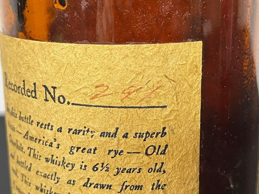 Vintage 1929 Rare Old Overholt Pennsylvania Straight Rye Whiskey Bottle PA 11'H [Photo 8]
