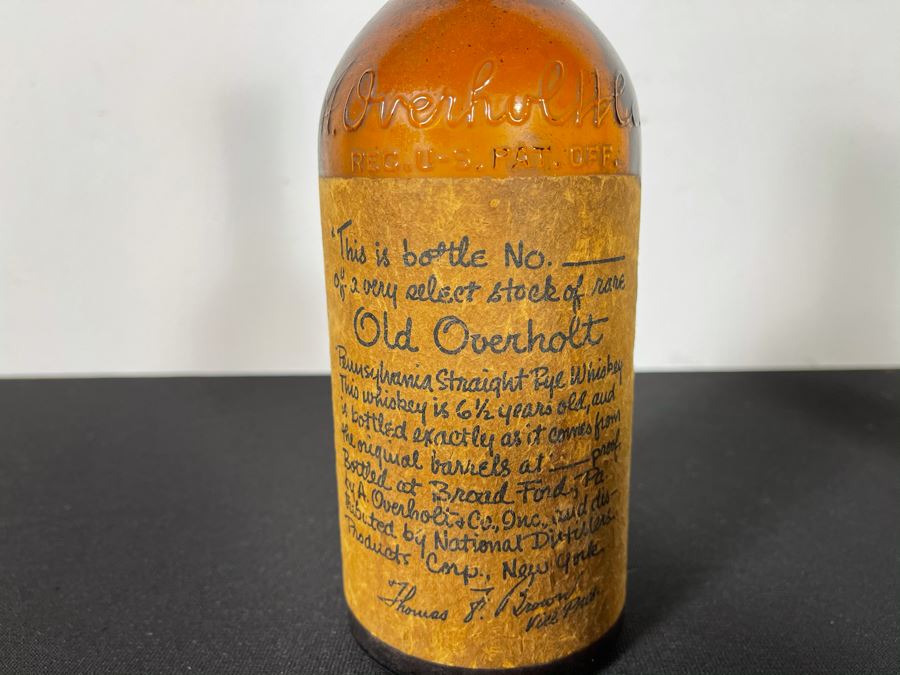 Vintage 1929 Rare Old Overholt Pennsylvania Straight Rye Whiskey Bottle PA 11'H [Photo 2]