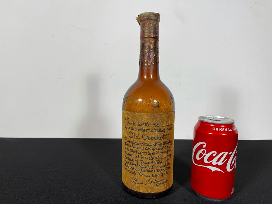 Vintage 1929 Rare Old Overholt Pennsylvania Straight Rye Whiskey Bottle PA 11'H