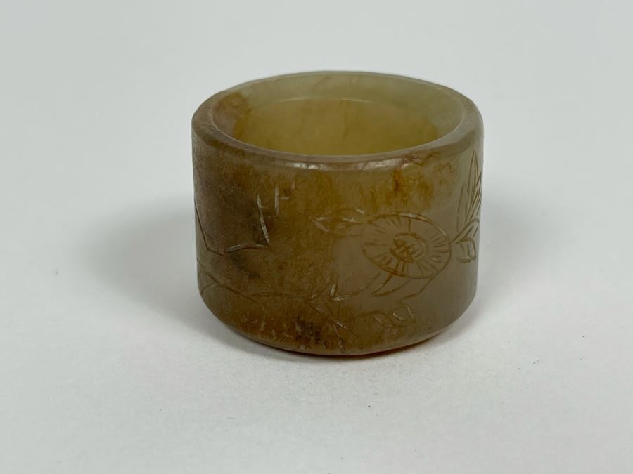 Pair Of Antique Chinese Carved Jade Jadeite Rings With Chinese Calligraphy And Antique Jade Jadeite Cong [Photo 26]