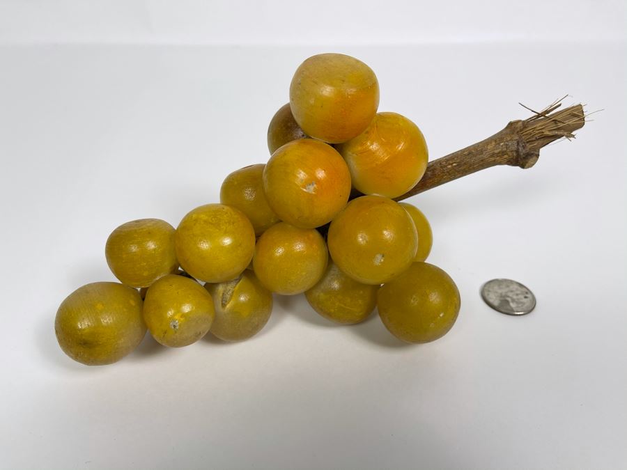 Vintage Carved Stone Fruit Grapes On Vine