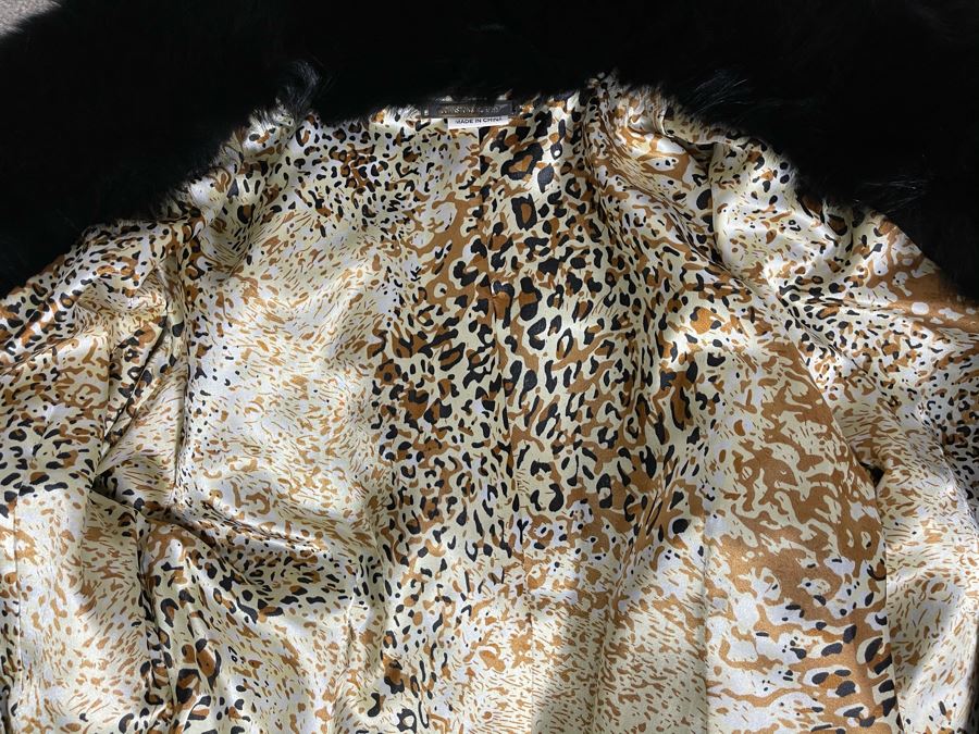 Black Dyed Rabbit Fur Jacket With Leather Belt Owned By From Former Miss America Beauty Pageant Contestant Size S [Photo 8]