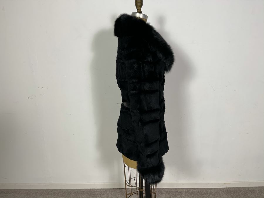 Black Dyed Rabbit Fur Jacket With Leather Belt Owned By From Former Miss America Beauty Pageant Contestant Size S [Photo 5]