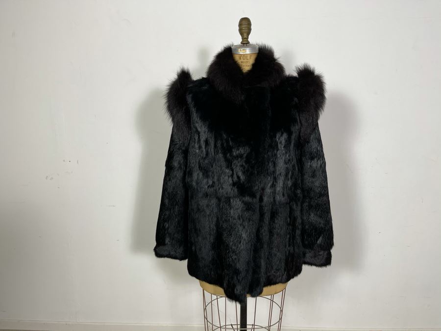 Vintage Black Fur Jacket Size M