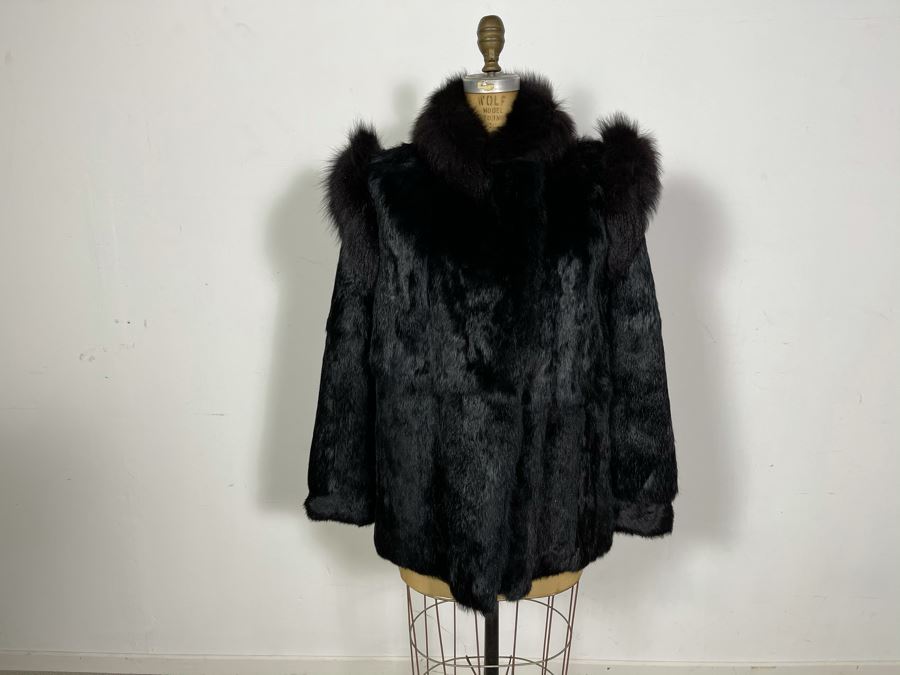 Vintage Black Fur Jacket Size M