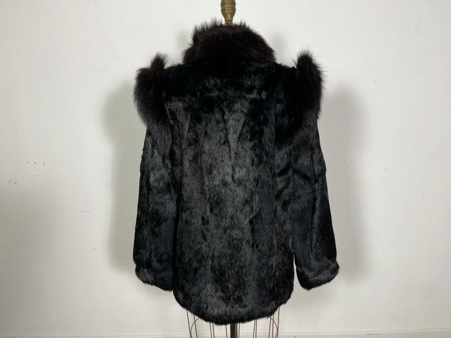 Vintage Black Fur Jacket Size M [Photo 4]