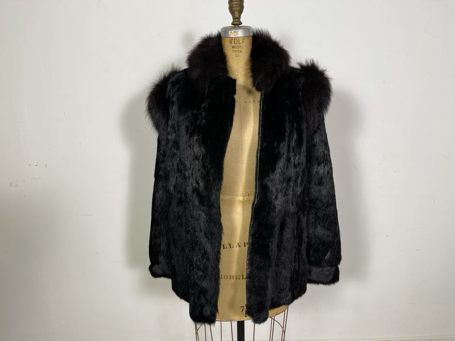 Vintage Black Fur Jacket Size M [Photo 6]