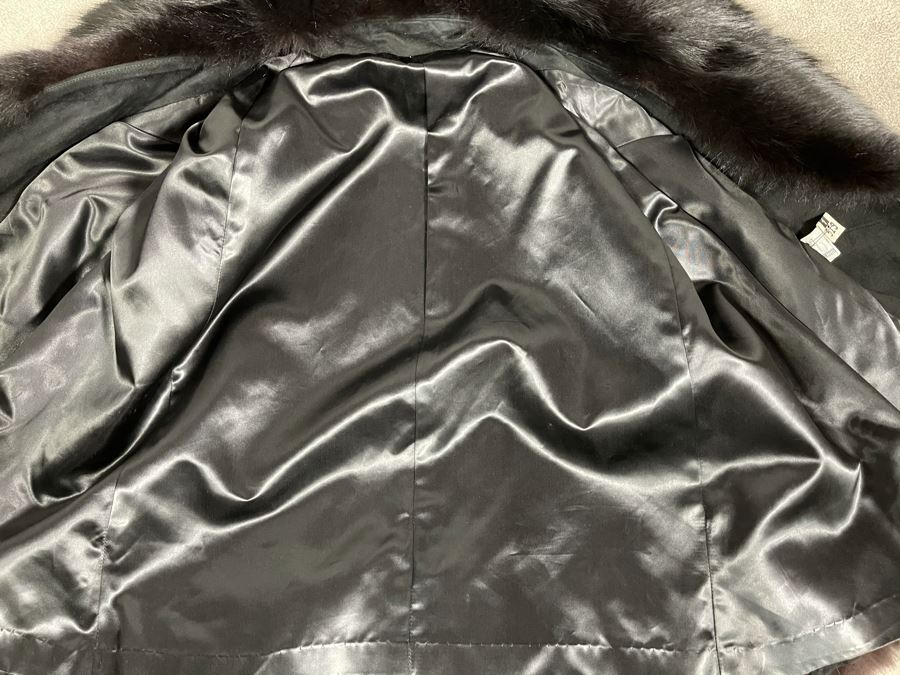 Mr. Gerald New York Leather Fur Shawl Cloak Cape Coat Size M [Photo 7]