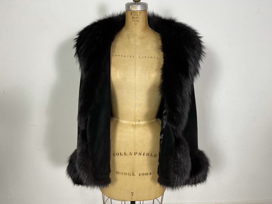 Mr. Gerald New York Leather Fur Shawl Cloak Cape Coat Size M [Photo 2]