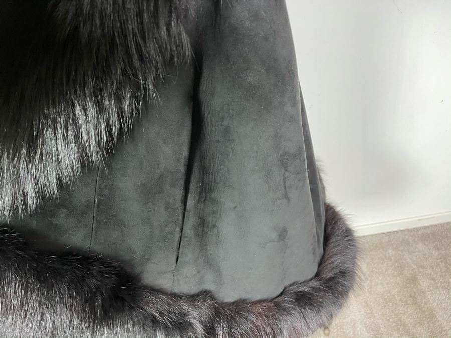 Mr. Gerald New York Leather Fur Shawl Cloak Cape Coat Size M [Photo 6]