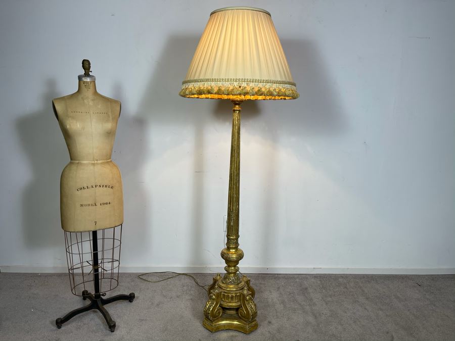 Stunning High-End Carved Wooden Floor Lamp 23K Gold Gilded Owned By Former Miss Oregon 67'H (Client Paid $5,000 For Lamp) [Photo 4]